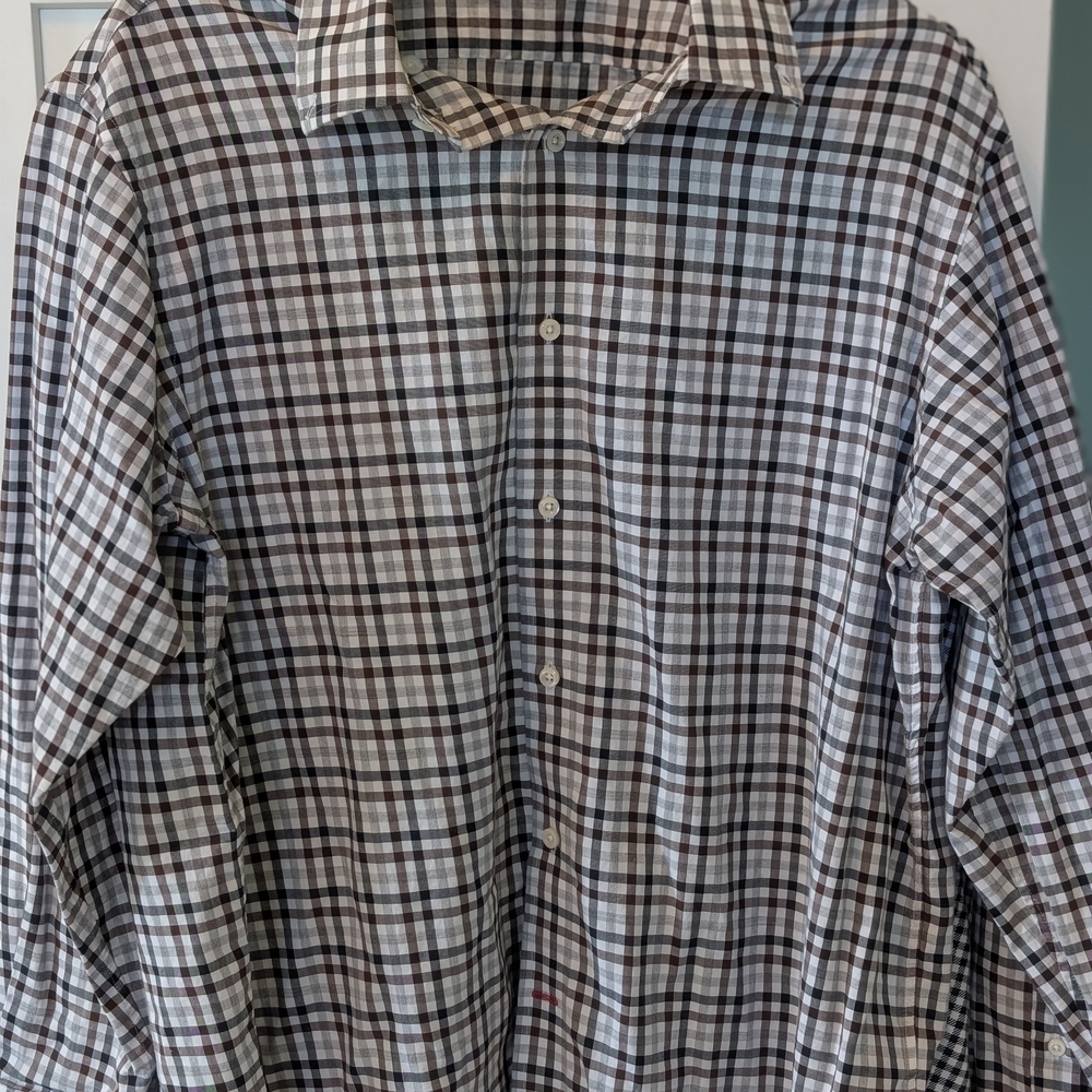 Set Of 4 Daniel Cremieux Plaid Shirt in Brown, White and Black, B&W, Multi, R,W